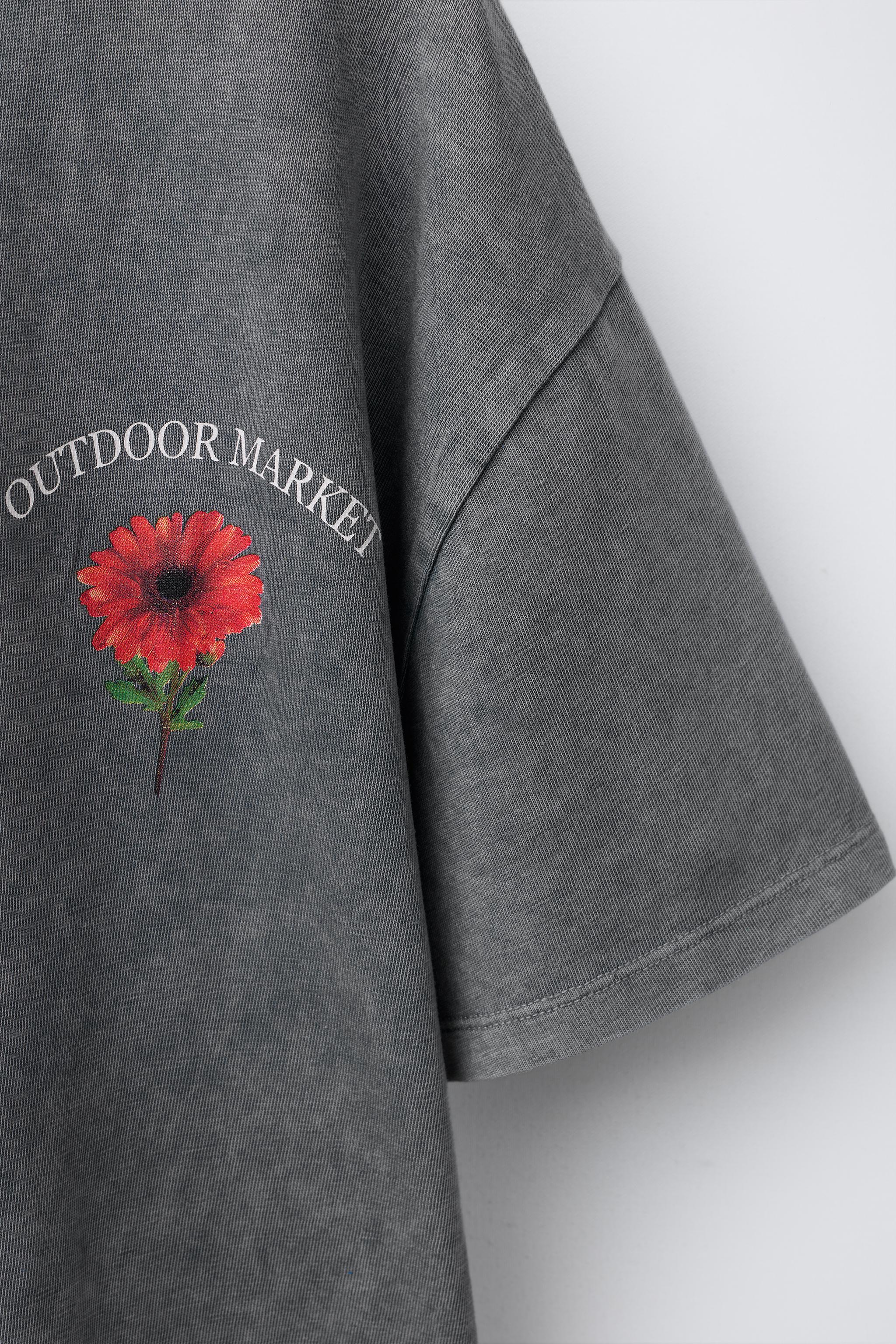 T-SHIRT TEINT EN PIÈCE EFFET DÉLAVÉ FLEURS